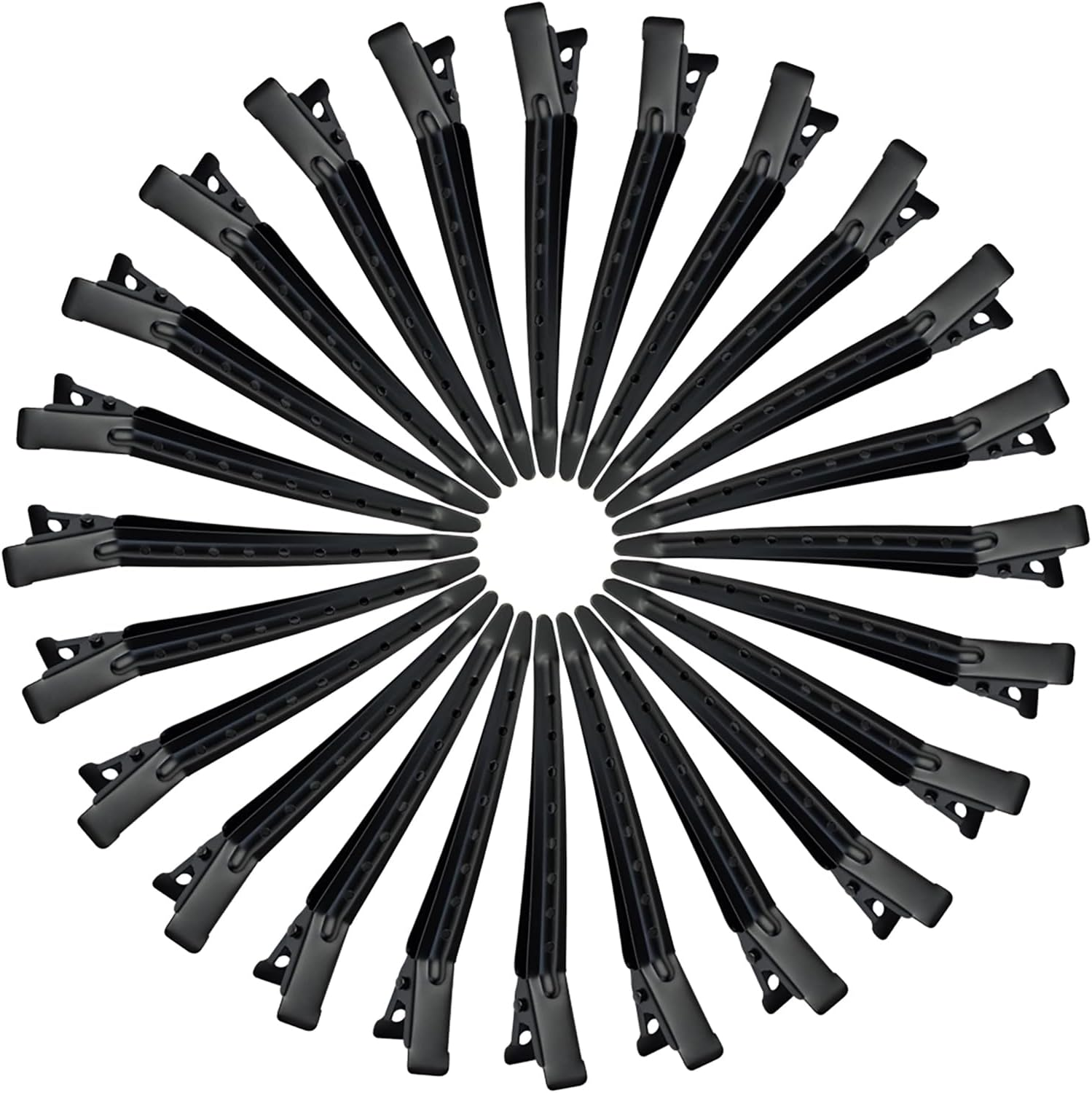 OJIOUI 24 Packs Duck Bill Clips 3.5 Inches Rustproof Metal Alligator Curl Clips with Holes for Hair Styling Haircutting and Makeup (Black, 3.5 Inch/9Cm) image number 2