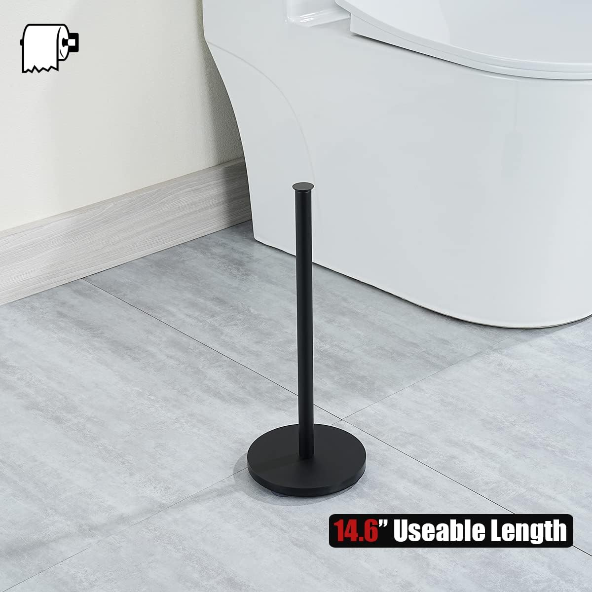 JQK Toilet Paper Storage Stand Matte Black, 304 Stainless Steel Thicken 0.8Mm Tissue Reserve Holder 3 Rolls Dispenser for Bathroom, TPS180-PB image number 2