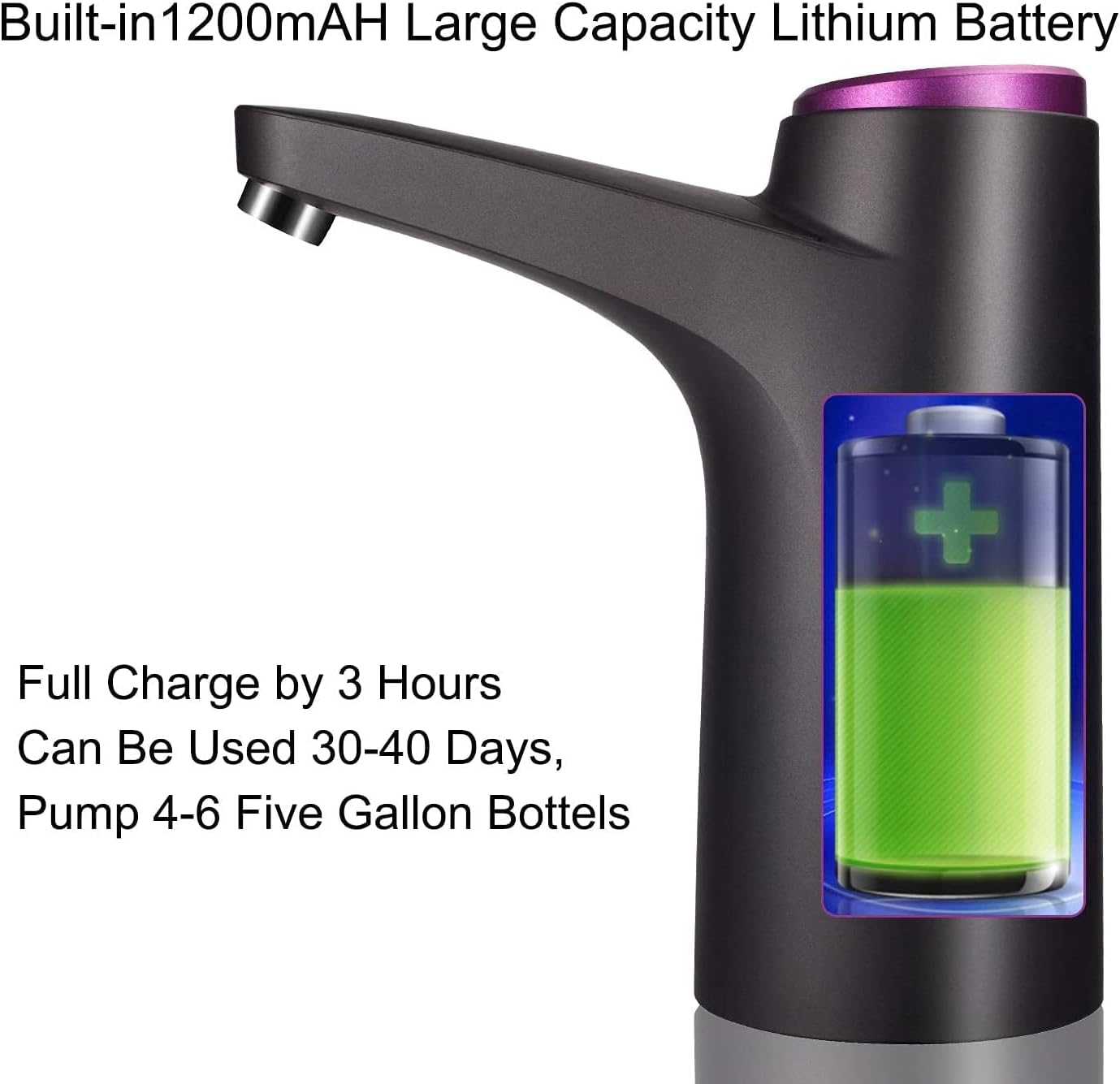 Electric Water Dispenser Electric Water Bottle Pump Smart Water Dispenser 5 Gallon Bottle Build-In TDS Water Quality Tester Wireless for Home Kitchen Office Use Electric Drinking Water Pump image number 4