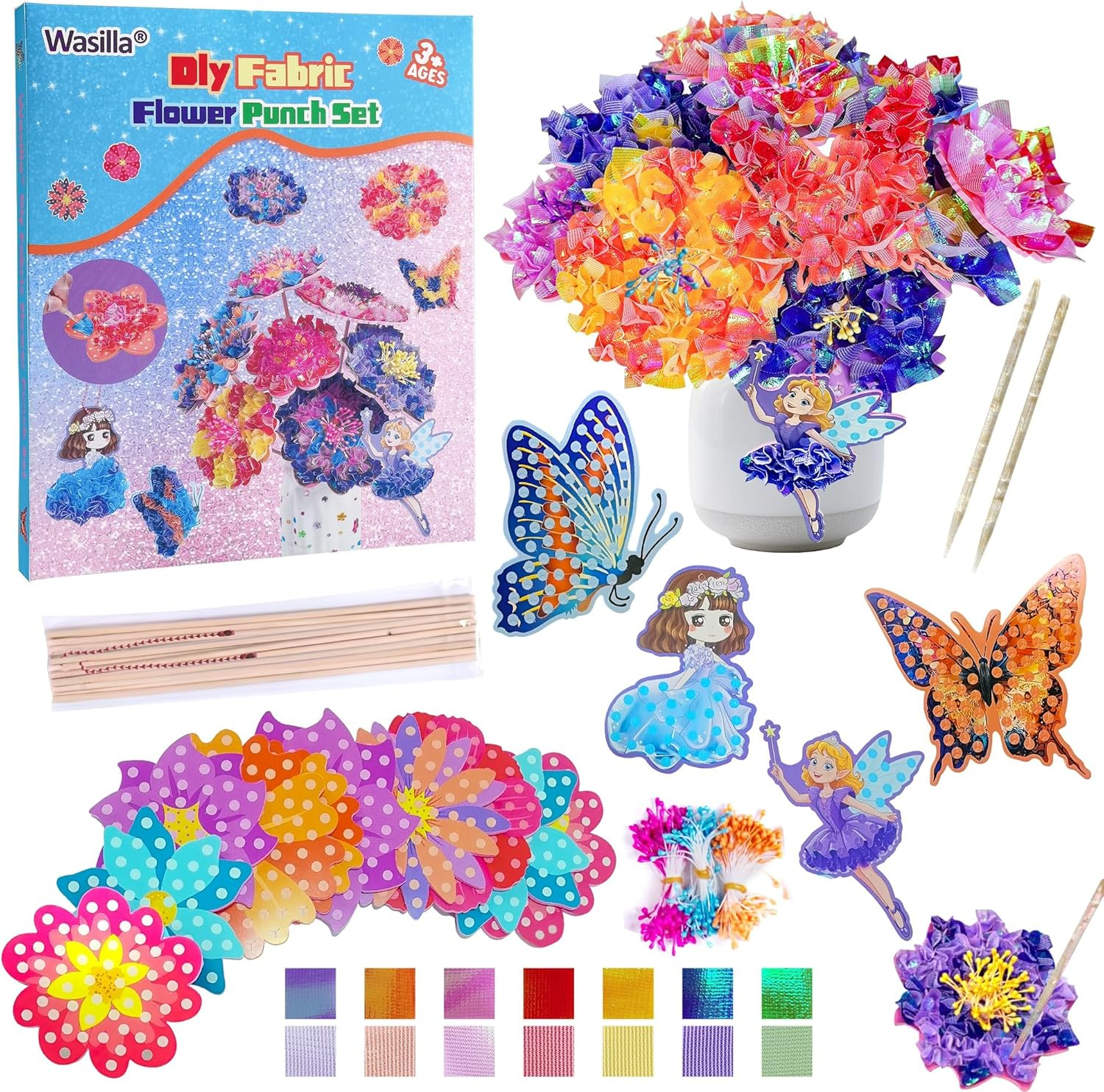 Poke in Art Flower - Poke in Art Craft Kits for Kids,Diy Poke in Flower Bouquet, Mess-Free Arts & Crafts Kits with 10 Flowers & 2 Butterflies, Creative Activity Birthday Gift Toys for Girls Ages 4-12, Party & Home D&eacute;cor image number 5