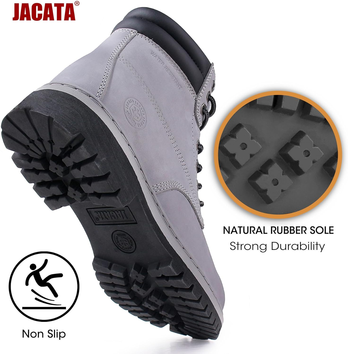 Jacata Men'S Water Resistant Leather Work Boot Rubber Sole Construction Oil Resistant Utility Industrial Boots image number 2