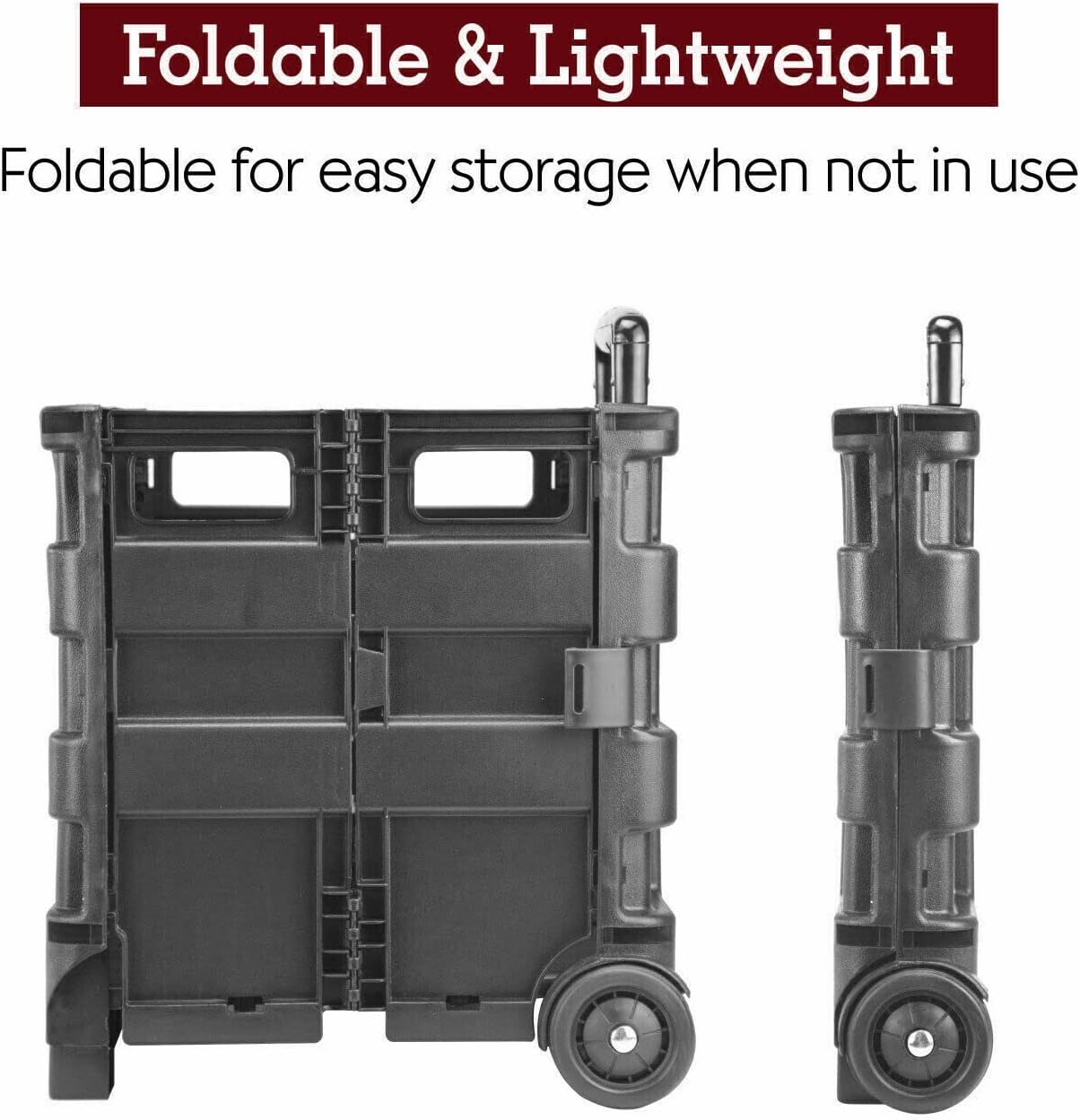 Grocery Basket Foldable Shopping Cart Trolley Pack & Roll Folding Crate Portable