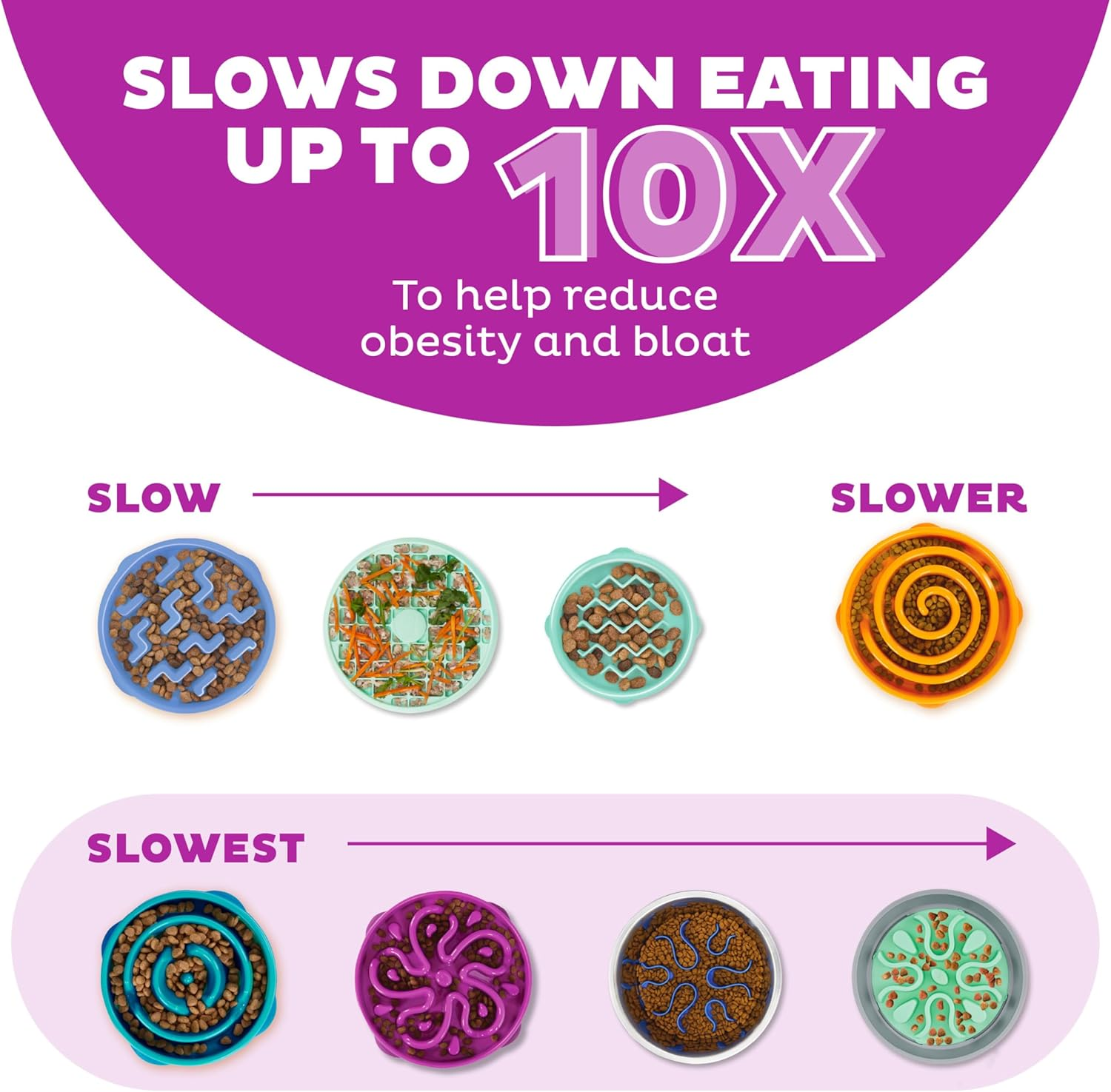 Outward Hound Fun Feeder Slo Bowl, Slow Feeder Dog Bowl, Large/Regular, Purple image number 6