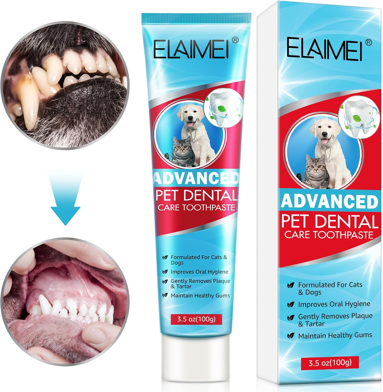 Enzymatic Dog Toothpaste, Teeth Cleaning and Fresh Breath Dental Care Gel, Pet Dental Care Toothpaste, 100G(3.5 Ounces), Mint Flavor image number 1