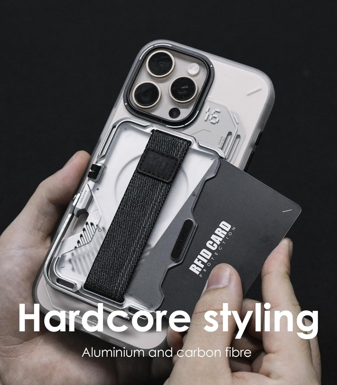 Aulumu G03 Transparently Magnetic Wallet Card Holder | Magnetic Wallet Compatible with Magsafe | Multi Function - Mobile Phone Stand/Grip | Bottle Opener | RFID Shielding Card - Translucent White - Translucent Grey image number 3