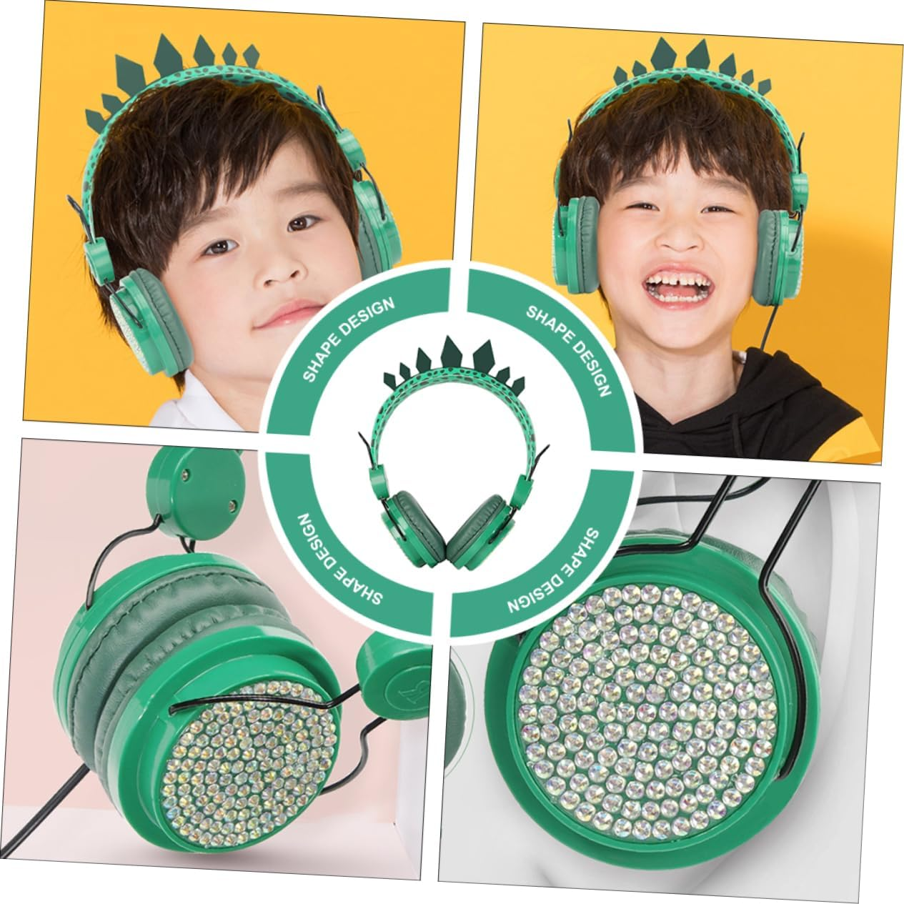 MOLUCKFU Children Headphones with Microphone Dinosaur Design Safe Volume Control for Boys and Girls School Travel Use