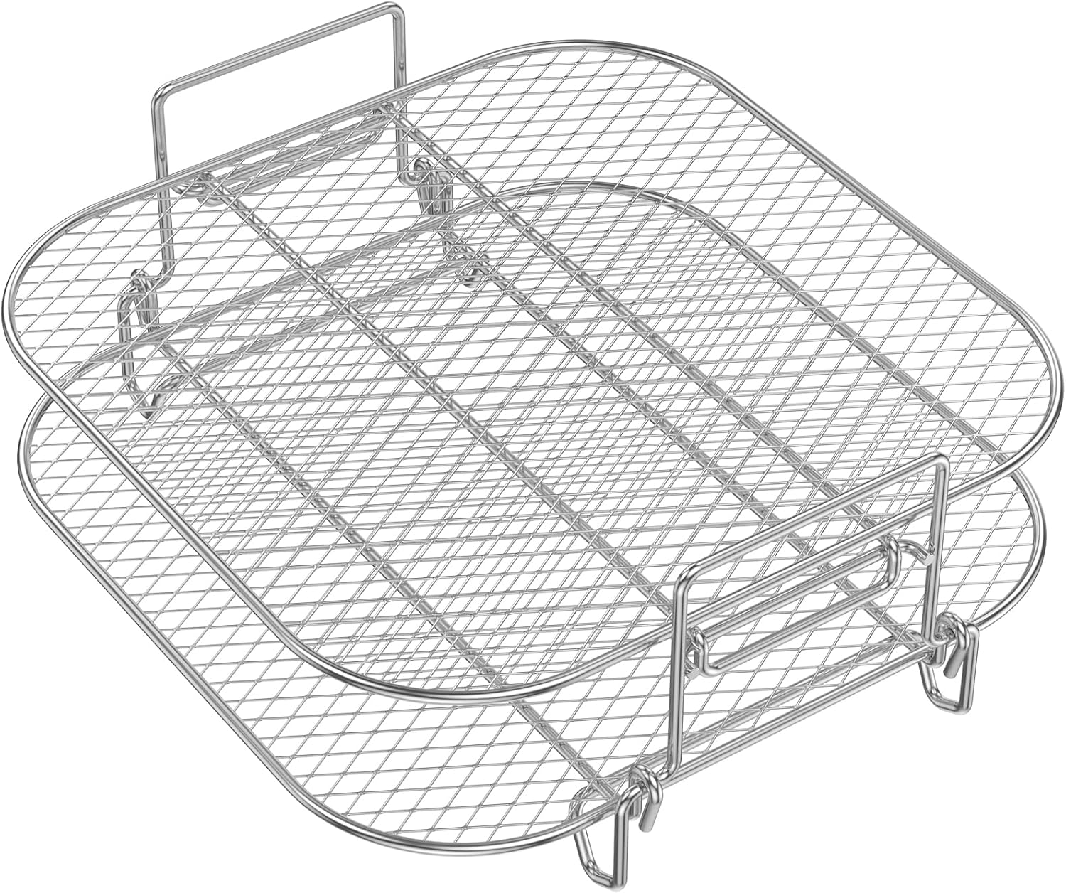2Pcs Square Air Fryer Rack, 8 Inch Stainless Steel Dehydrator Rack, Square Air Fryer Accessories, Stackable Air Fryer Racks, Heat Resistant Square Racks Air Fryer Accessories for Square Air Fryer Oven image number 5