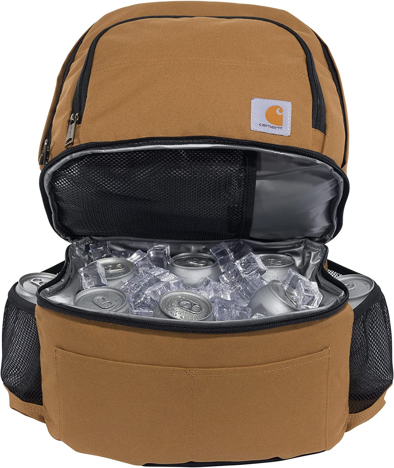 Carhartt Insulated 24 Can Two Compartment Cooler Backpack, Backpack with Fully-Insulated Cooler Base
