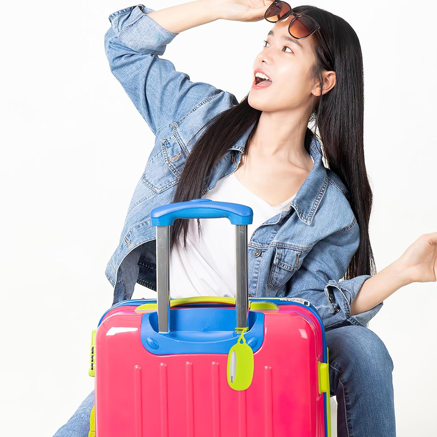 AKOOSY 3 Pcs Silicone Luggage Name Tags Travel Bag Tags for Suitcases Family Use Easy Identification and Wear-Resistant Material image number 2