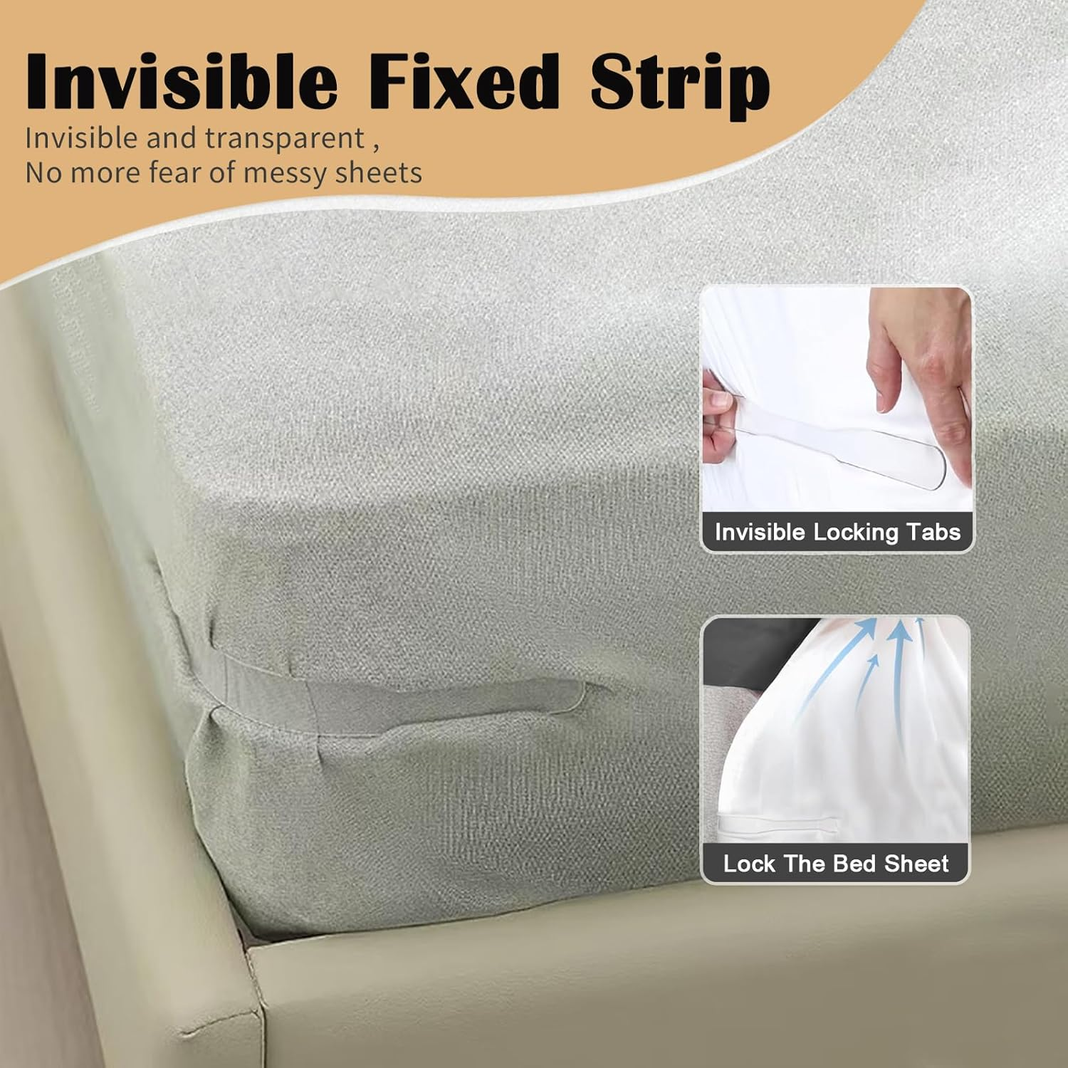 4Pcs Bed Sheet Fixing Clips with Lock Strips, Sheet Corner Holders Bed Sheet Holders Fastener Clips Corner Tightener Clips for Mattress Covers, Blankets, Bedding (White) image number 5