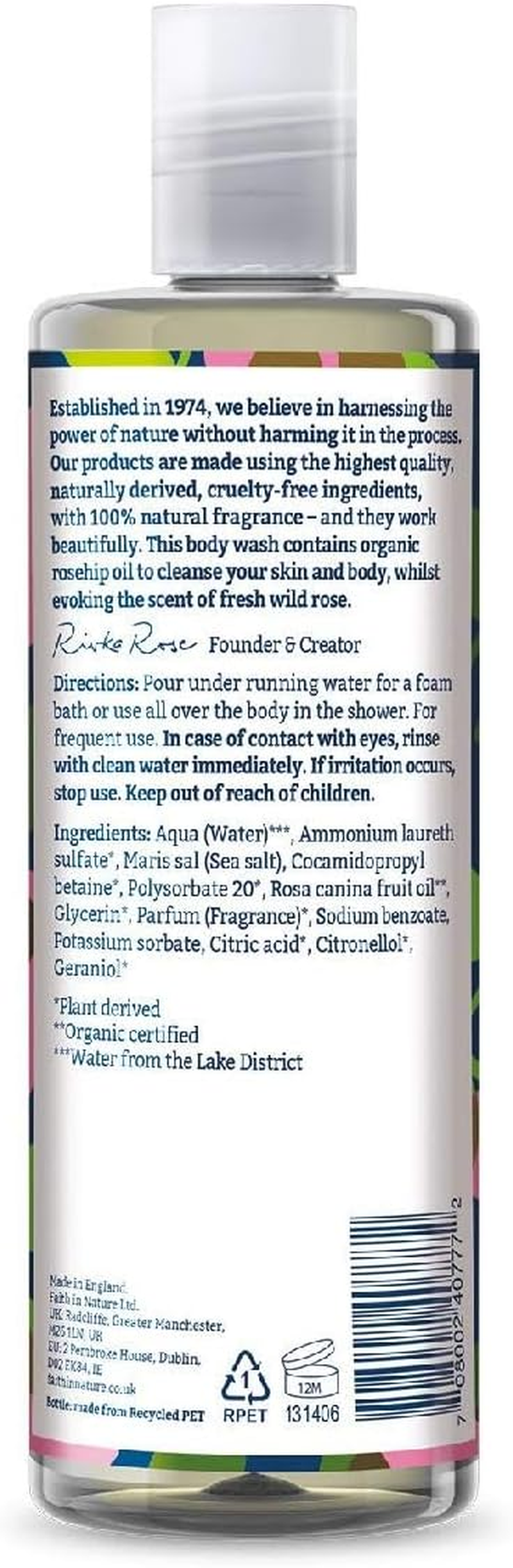 Faith in Nature Natural Wild Rose Body Wash, Restoring, Vegan and Cruelty Free, No SLS or Parabens, 400Ml - 5 Ounces, Seaweed  Citrus image number 4