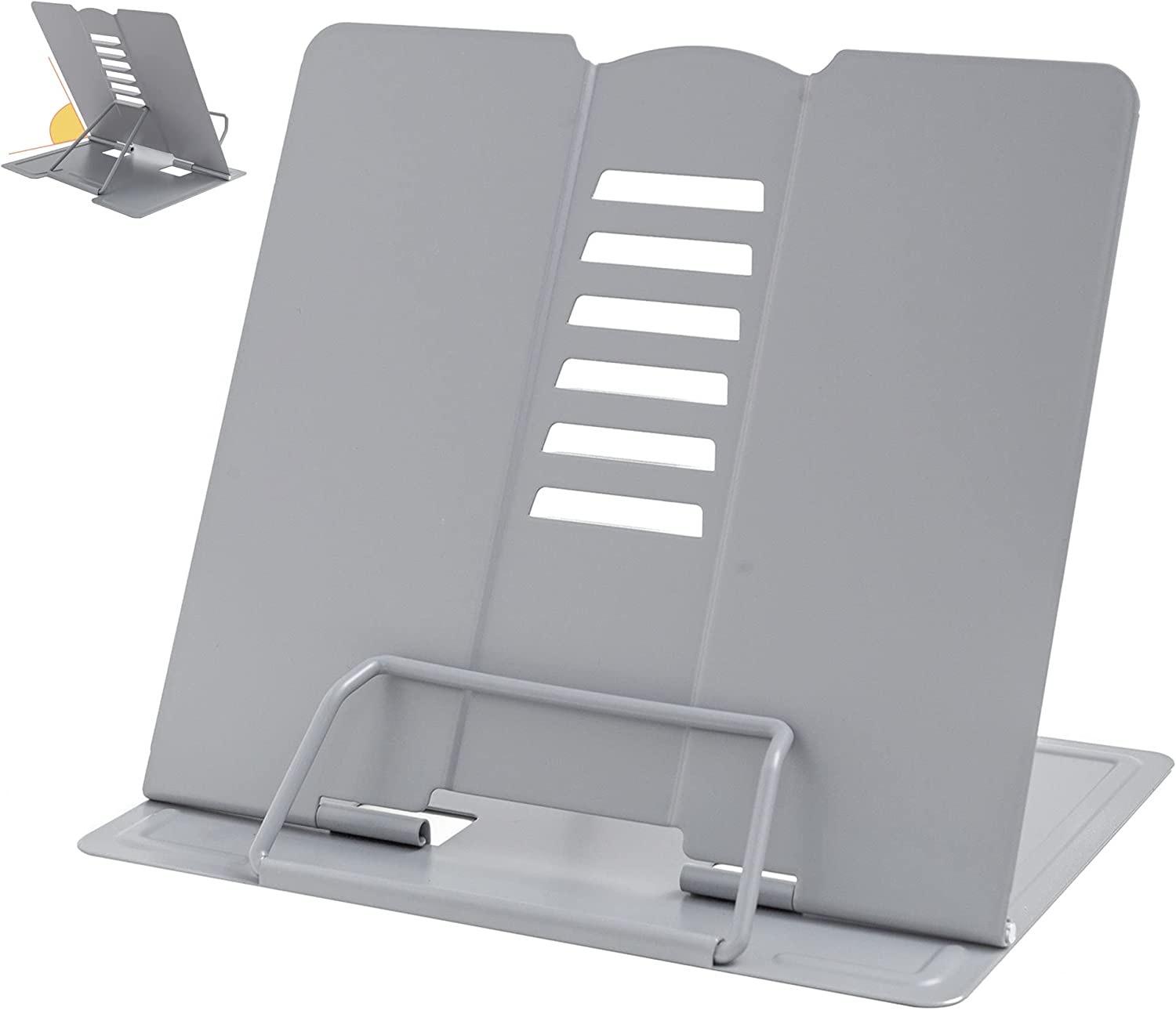 Metal Book Stand Book Holder Book Stand for Reading Adjustable Book Holder for Reading (Full Grey) - Full Black image number 4