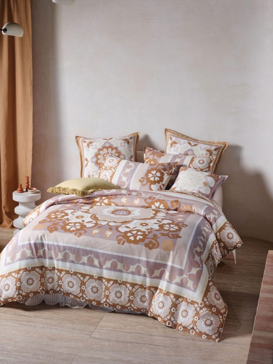 Linen House Classic Stripe Quilt Cover Set, Pebble, Double Size