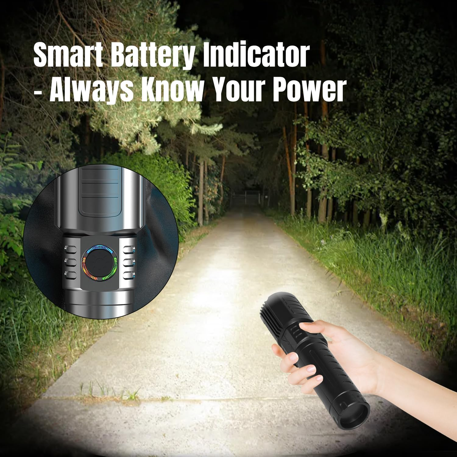 Tactical Flashlights Torch High Lumens Rechargeable, 3 Modes Led Waterproof Zoomable Linternas Handheld Small Flashlight, Adjustable Brightness Flash Light for Hurricane/Home/Emergency (2 Pack) image number 2