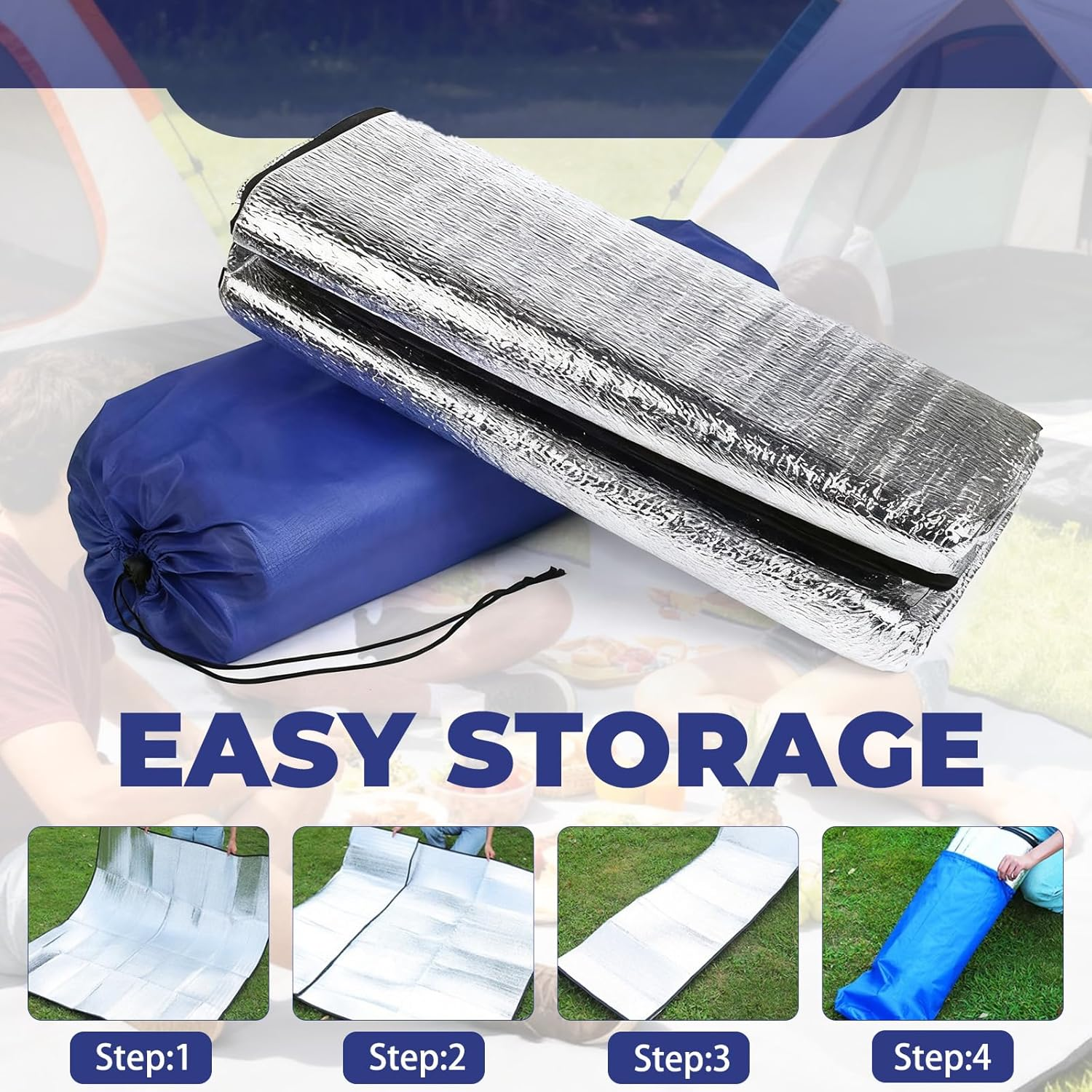 AFAIK Sleeping Mat, Foldable Camping Sleeping Mat Made of Aluminium Foil, Silver, 100 X 200 Cm, Ultralight image number 3