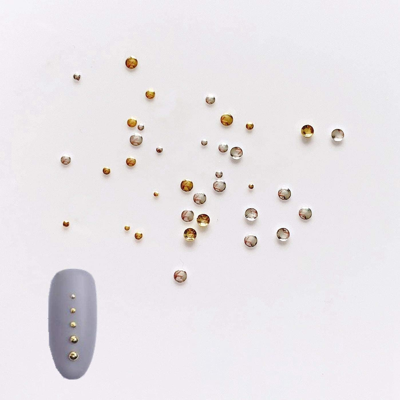 Approx.1000Pcs/Bag Nail Art round Metal Stud Different Size Stud Gold and Silver Color 10011