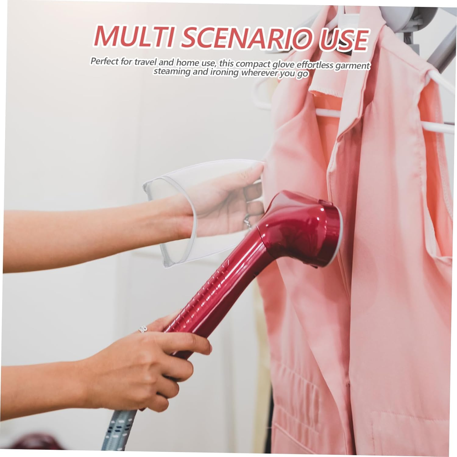 GAROZATION Heat Resistant Steaming Mitt with Hanging Loop Breathable Mesh Ironing Glove for Steamers Ambidextrous Protective Mitt for Hair Curling Wand and Garment Steamer Accessories image number 2