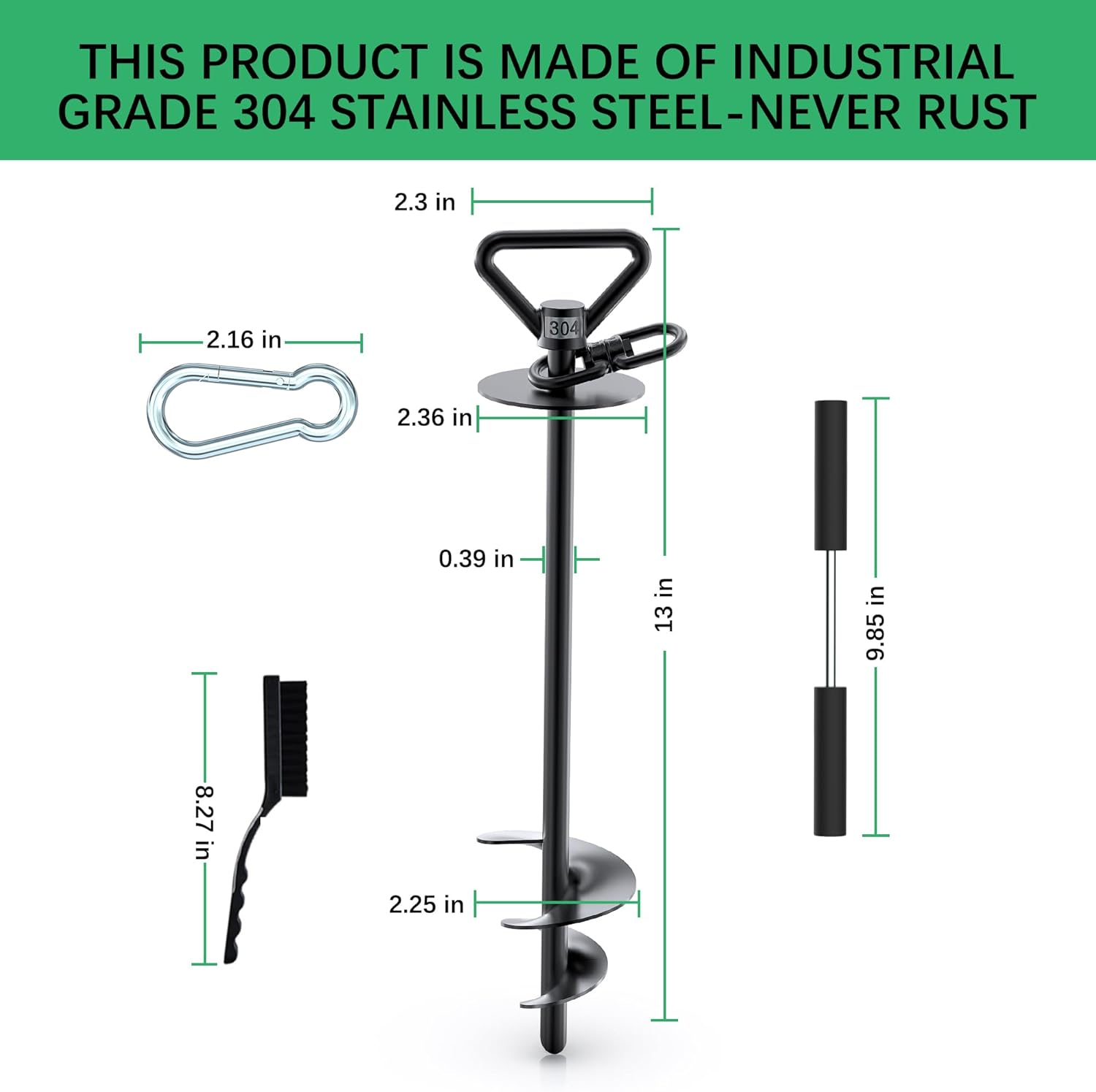 TOMBABY Heavy Duty Dog Stake - Tie Out Anchor for Dogs up to 200 Lbs, 360&deg; Swivel for Beach, Camping, Yard | Use with Any Tie Out Cable image number 4