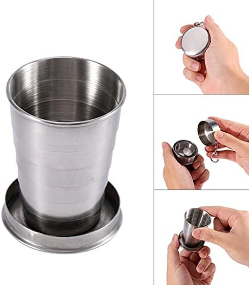 S/M/L Stainless Steel Folding Cup Portable Stackable Folding Cup Collapsible for Travel Picnic Hiking Outdoor (S) image number 4