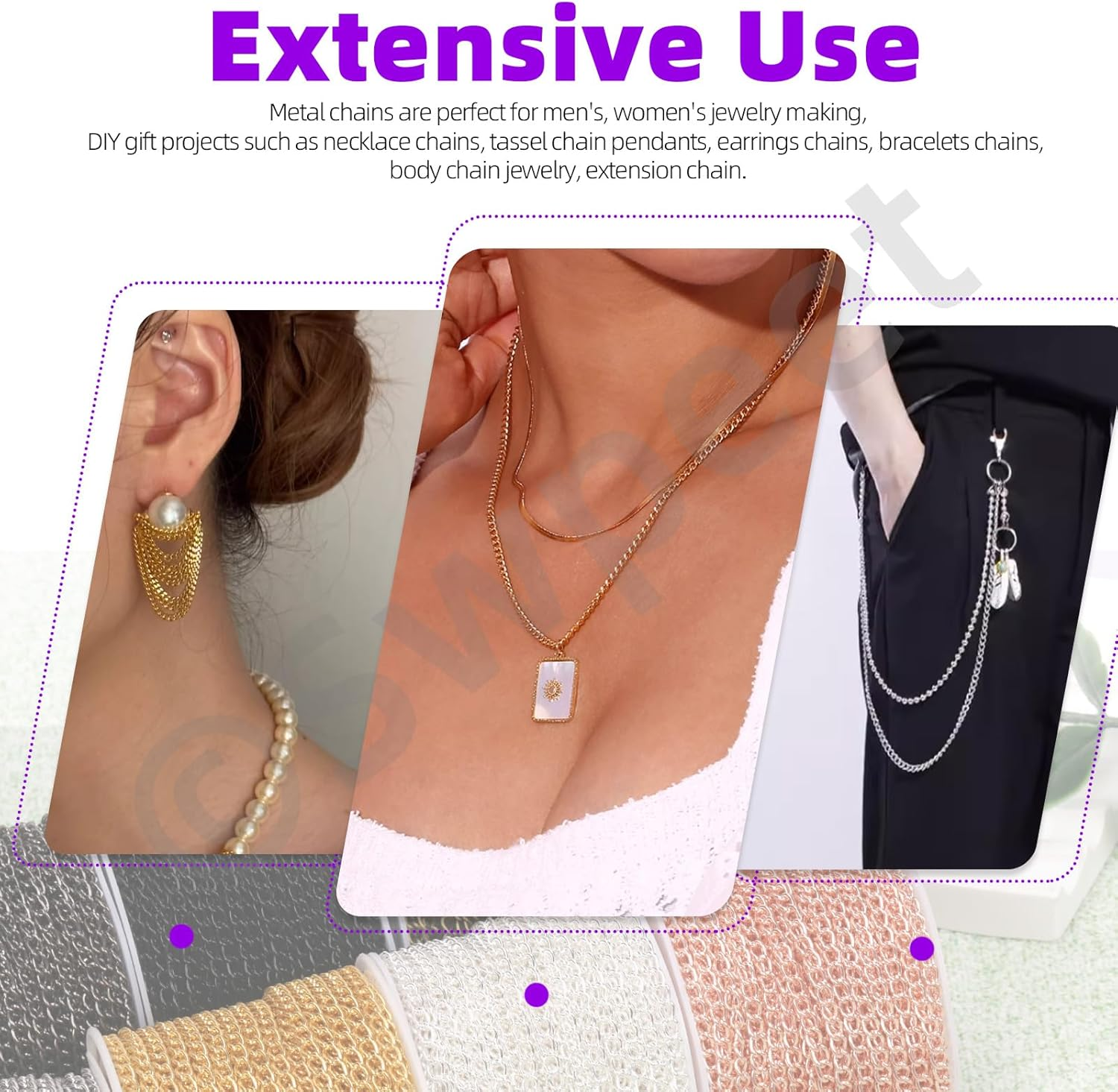 Swpeet 102Pcs Red Bronze 3Mm by 10 Yard Length Jewelry Making Chains Kit with Jump Rings, Lobster Clasps and Jewelry Plier, Necklace Chains Flat Cable Link Chain Bulk Ideal for DIY Craft Jewel Making - Black image number 2