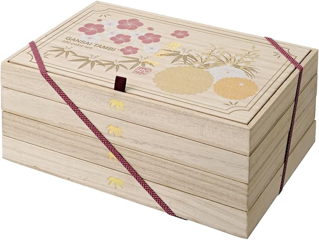 Kuretake GANSAI TAMBI 100 Colour Set, Beautiful Wooden Box, Watercolor Paint Set, Professional-Quality for Artists, Water Colors for Adult, Made in Japan MC20/100WD3 image number 4