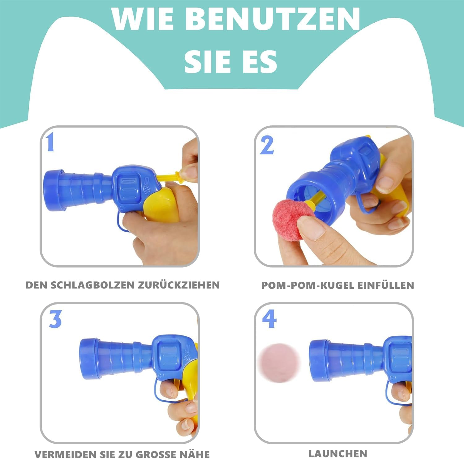 Norhogo Pack of 50 Cat Toy Balls with Cat Toy Launcher, Interactive Toy, Funny Cat Toys for Cats and Kittens, Toy for Indoor Pets, Cats, Dogs, Random Colour