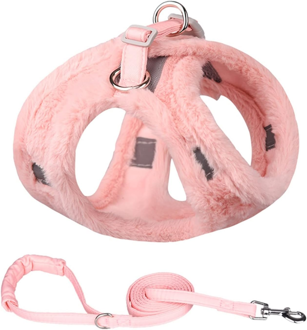 KANGYEBAIHUODIAN Adjustable Dog Harness No Pull Puppy Cat Winter Warm Harnesses Lead Leash French Bulldog Chihuahua Collar Rope Pet Accessories (Color : Pink, Size : L) image number 1