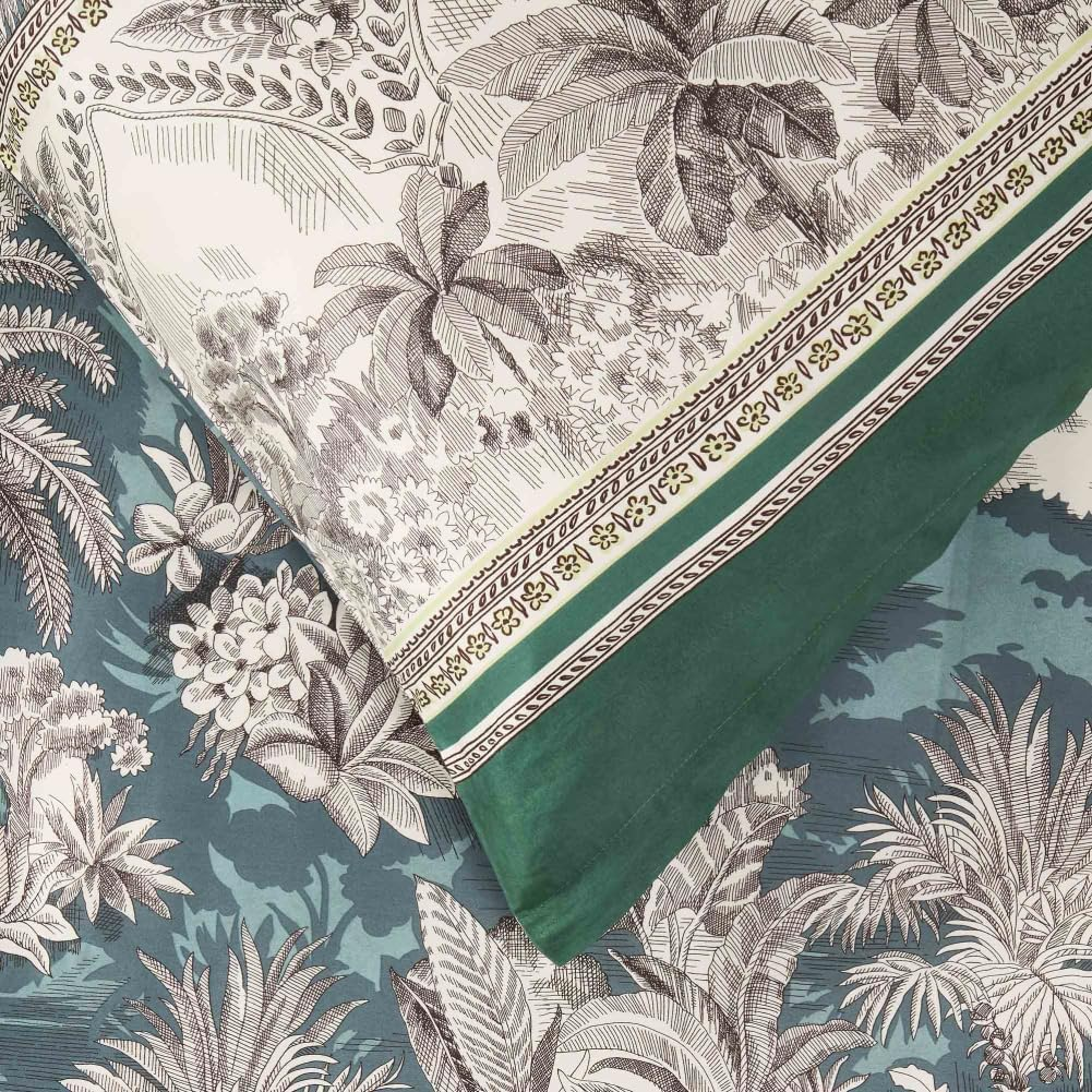 Bassetti BOBOLI 9329930 Bed Linen + 2 Pillowcases 100% Cotton Satin in Green V1 Dimensions: 200 X 200 Cm + 2 K 80 X 80 Cm image number 2