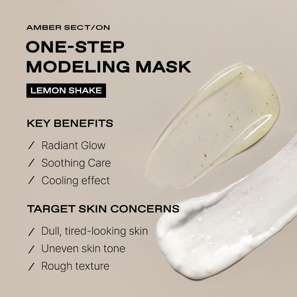 AMBER SECTION One-Step Modeling Mask Lemon Shake | Pack of 5 | Vitamin C & Glutathione | Easy Mix for Premium Home Aesthetic Care | Instant Cooling | Clinically Tested image number 5