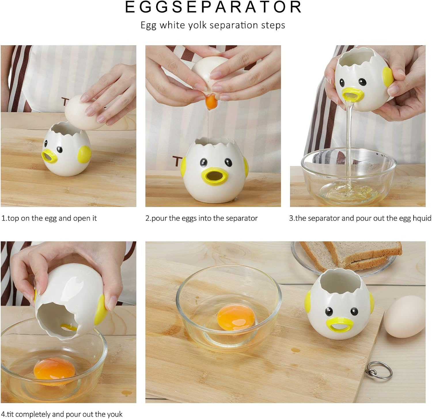 Cartoon Egg Separator Mini Egg White and Yolk Separator Practical and Simple Ceramic Egg Separator Suitable for Kitchen Baking Small Tools image number 2