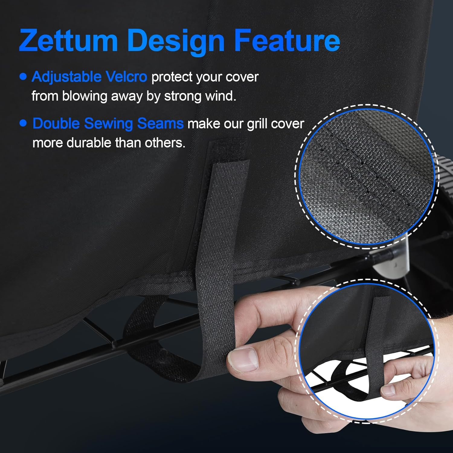 Zettum Kettle BBQ Cover for Weber 67 CM - 600D Charcoal Grill Cover for Weber Barbecue, Heavy Duty & Waterproof PU Covers for Weber 67 CM Master Touch Charcoal Grill, Original Kettle Grill(&Phi;80X99Cm) image number 3