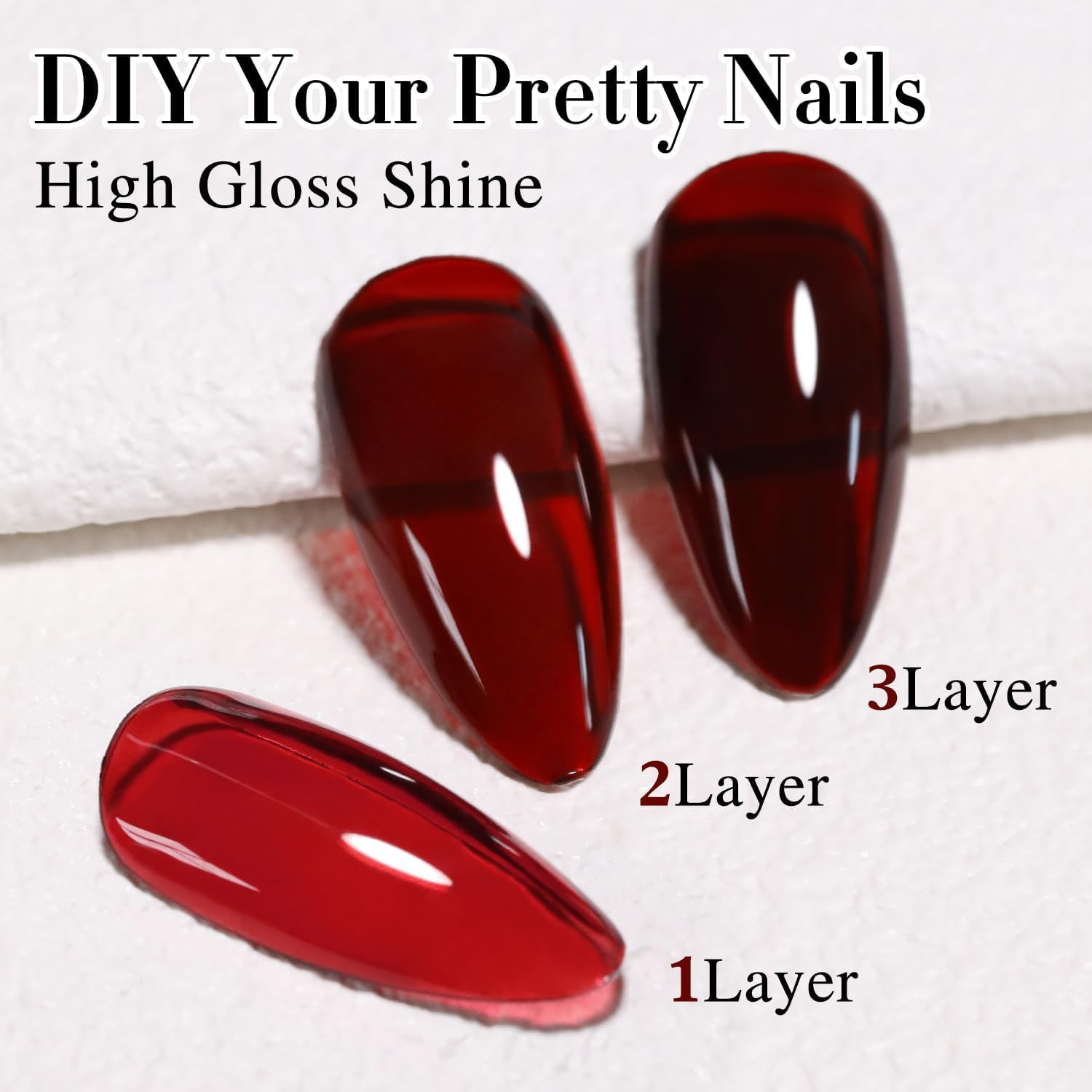 KRISNICE Jelly Crystal Gel Nail Polish Set Wine Burgundy Red Black Translucent Fall Autumn Designs Manicure DIY Home UV LED Soak off Art Gift (CS2-014) - Cs2-004 image number 5