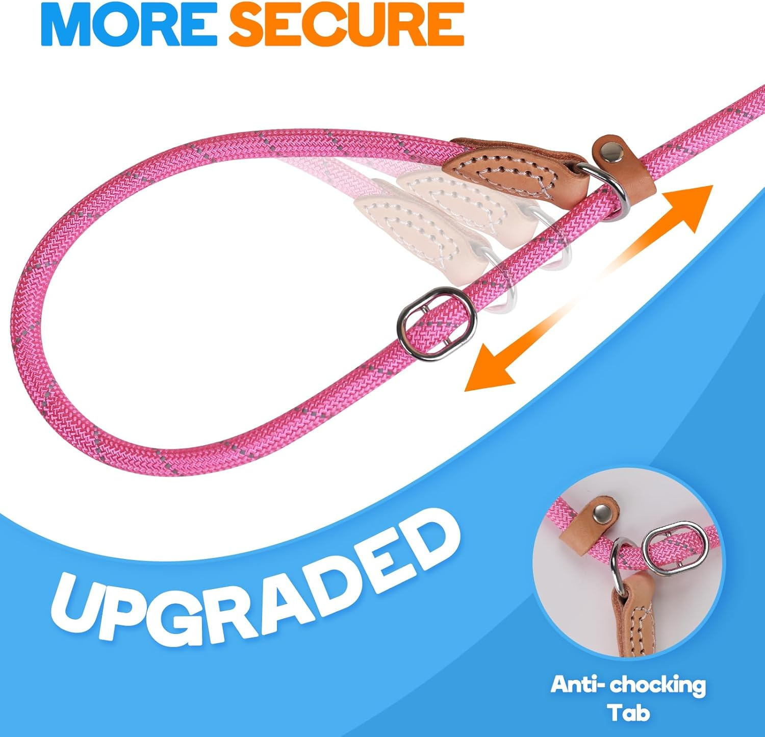 Grand Line Reflective Climbing Rope Slip Lead Pets Leash for Small, Medium, Large and Extra Heavy Dogs and Cats - 5 Ft Long image number 5