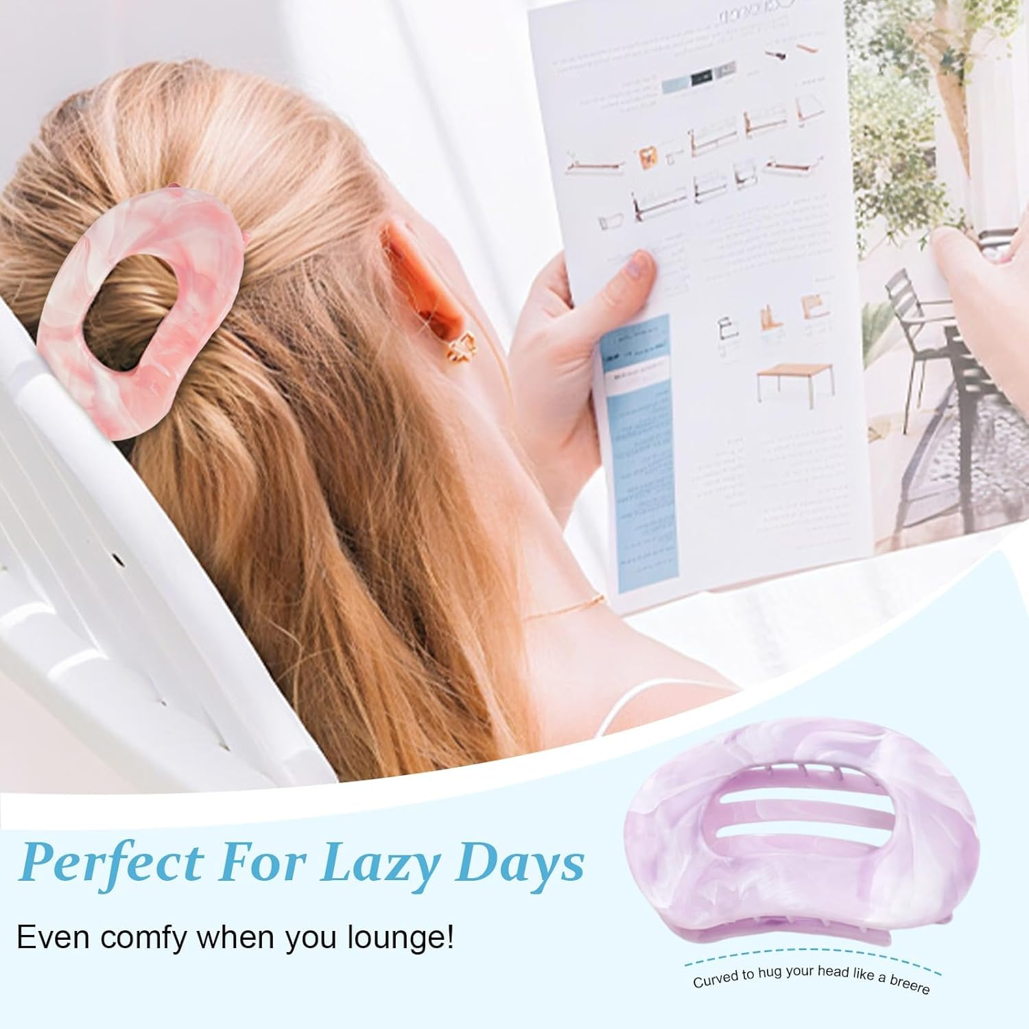 4-Piece Set - Flat Hair Clips with Large Head Plate, No Compression Sensation for All Day Wear, Advanced Sense Abalone Clip for No Hair Damage (Color2) image number 1