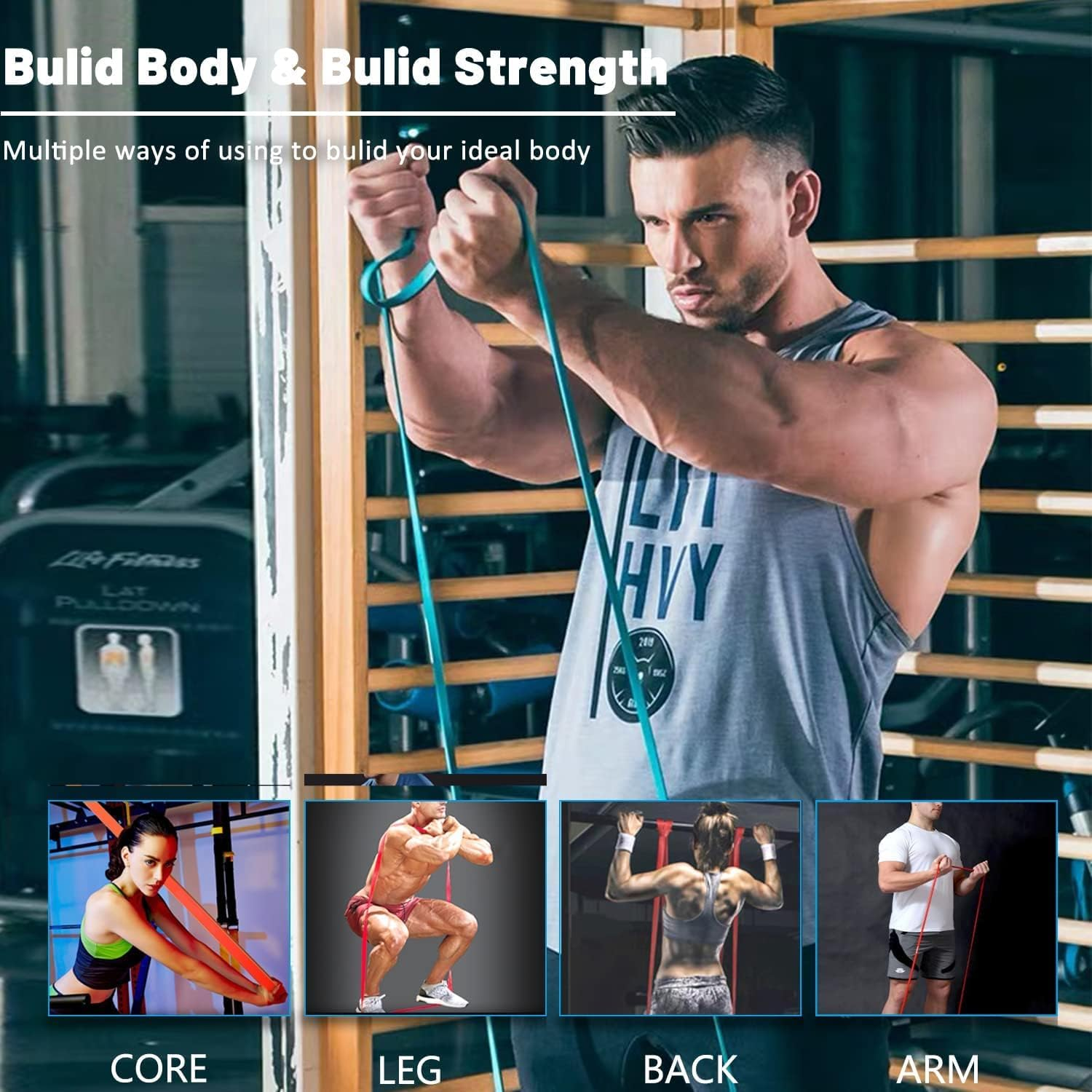 Quokkachic Skin-Friendly Resistance Fitness Exercise Bands 5-125 Lbs, Heavy Duty Pull up Assist Bands, Gym, Yoga, Physical Therapy, Bench Press, Improve Mobility and Strength image number 6