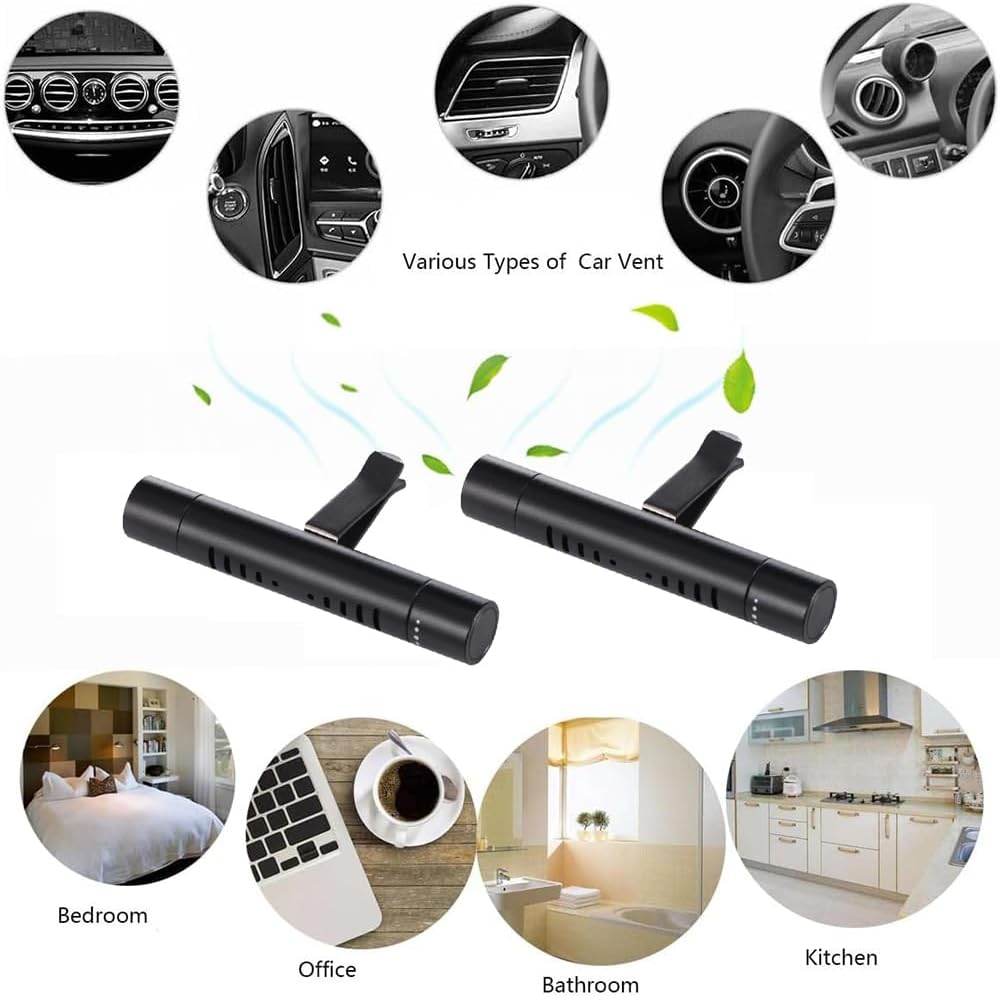 2Pcs Car Air Freshener Diffuser Vent Clips - Car Perfume Diffuser with 12 Refill Sticks for Cars, Office, Kitchen, Bathroom & Pet Houses,Car Decoration Accessories image number 3