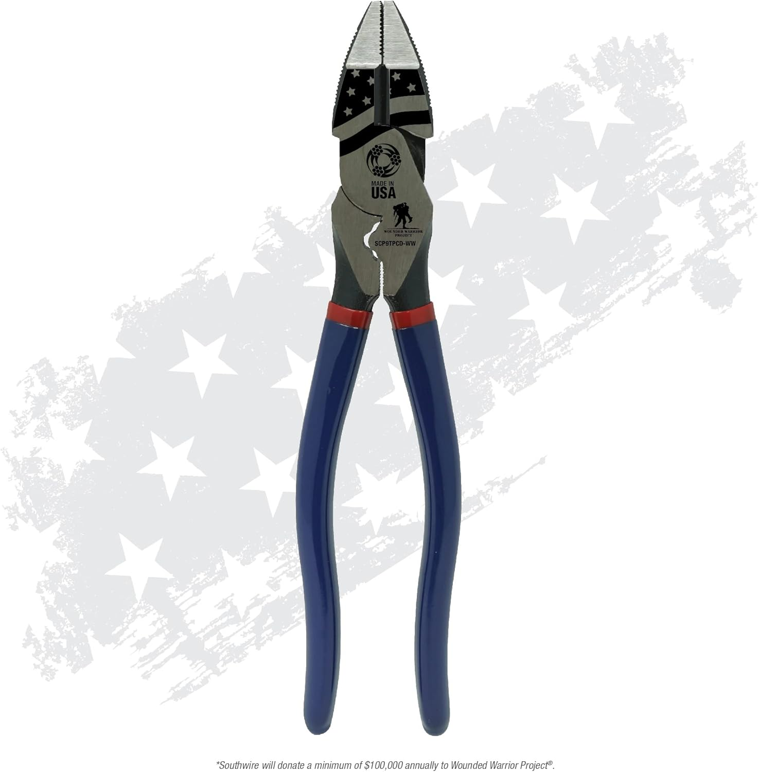Southwire Tools & Equipment SCP9TPCD-US 9" High-Leverage Side Cutting Pliers Fish Tape Puller & Crimper W/Dip Grip