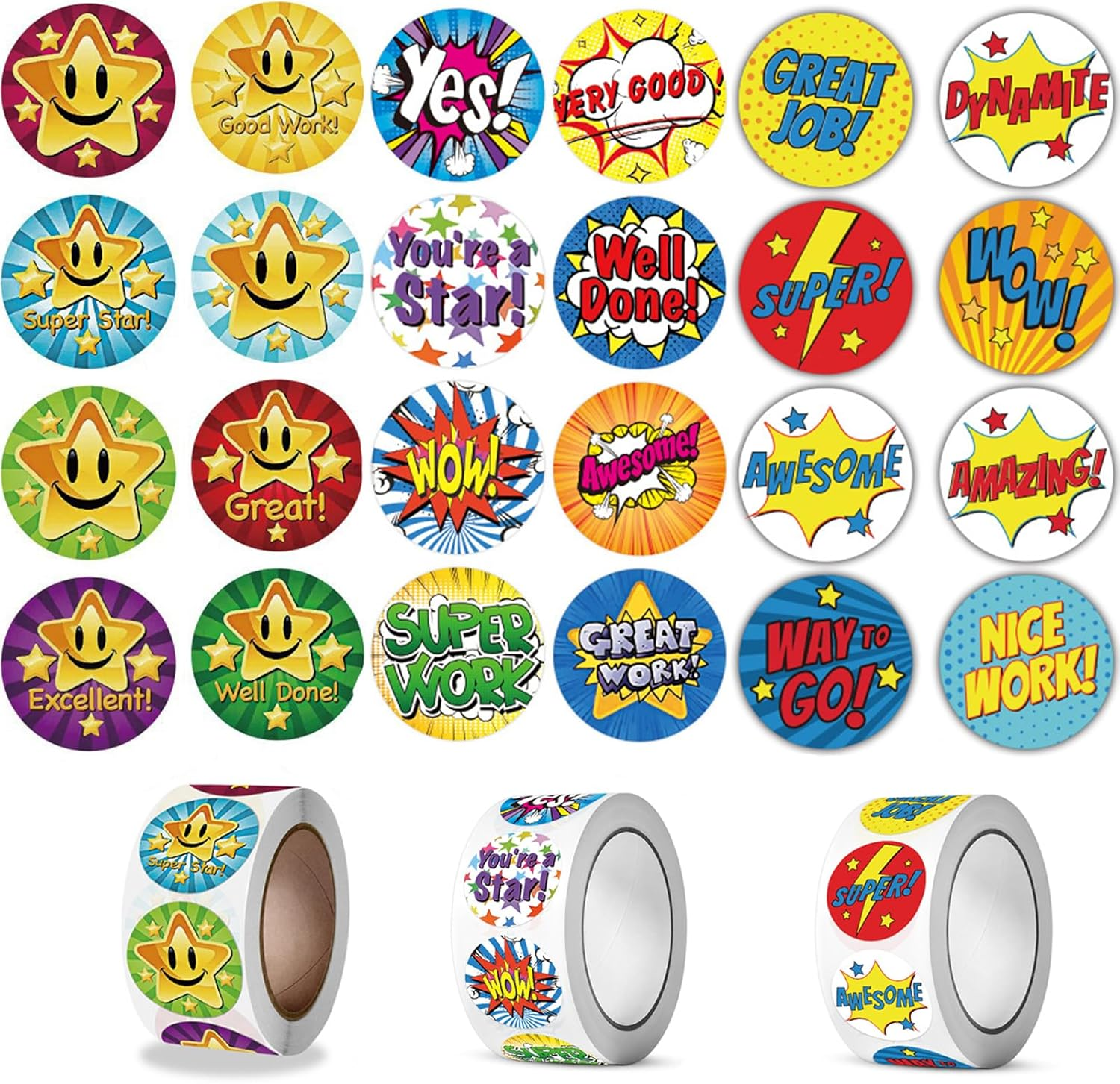 3 Rolls Reward Stickers,1Inch Stickers for Kids with Positive Words, Teachers/Teaching School Supplies for Encouragement,Training/Rewards/Behavior/Motivational Stickers(24 Patterns) image number 3