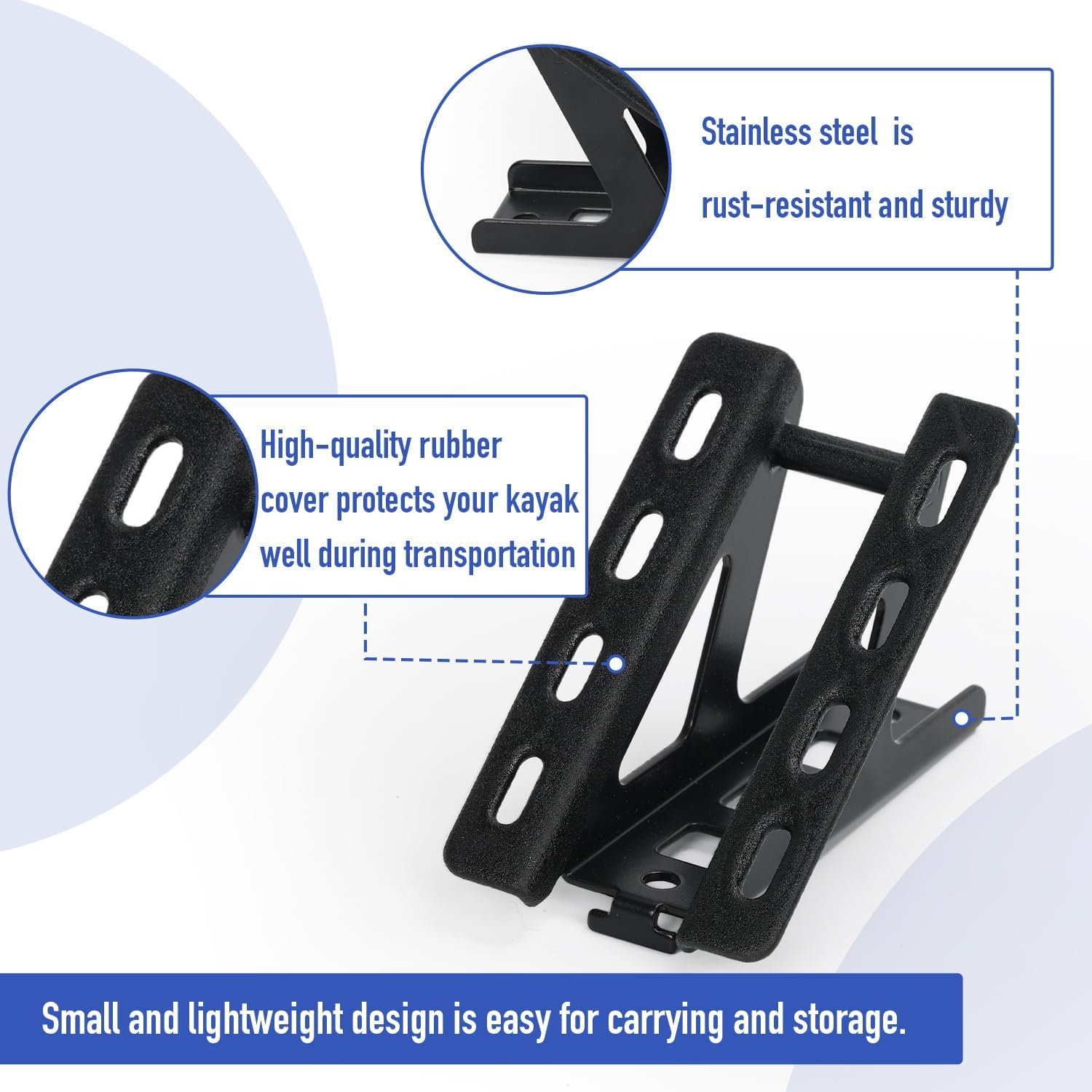 TOOENJOY Universal Metal Kayak Roof Rack Saddles, 4 Pack Car Top Kayak Canoes Carrier with Tie down Straps for Mounting on SUV, Car Crossbar (Black) image number 2