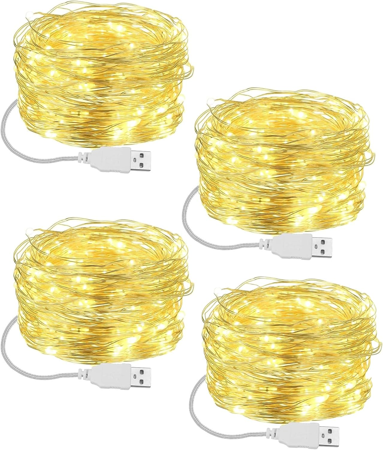 4 Pack Fairy LED String Light USB Powered Operated, 2M/20 LED USB Powered String Light, Indoor Outdoor String Lights for Xmas Tree,Wedding, Halloween, Party, Garden Decoration(Warm White) image number 3