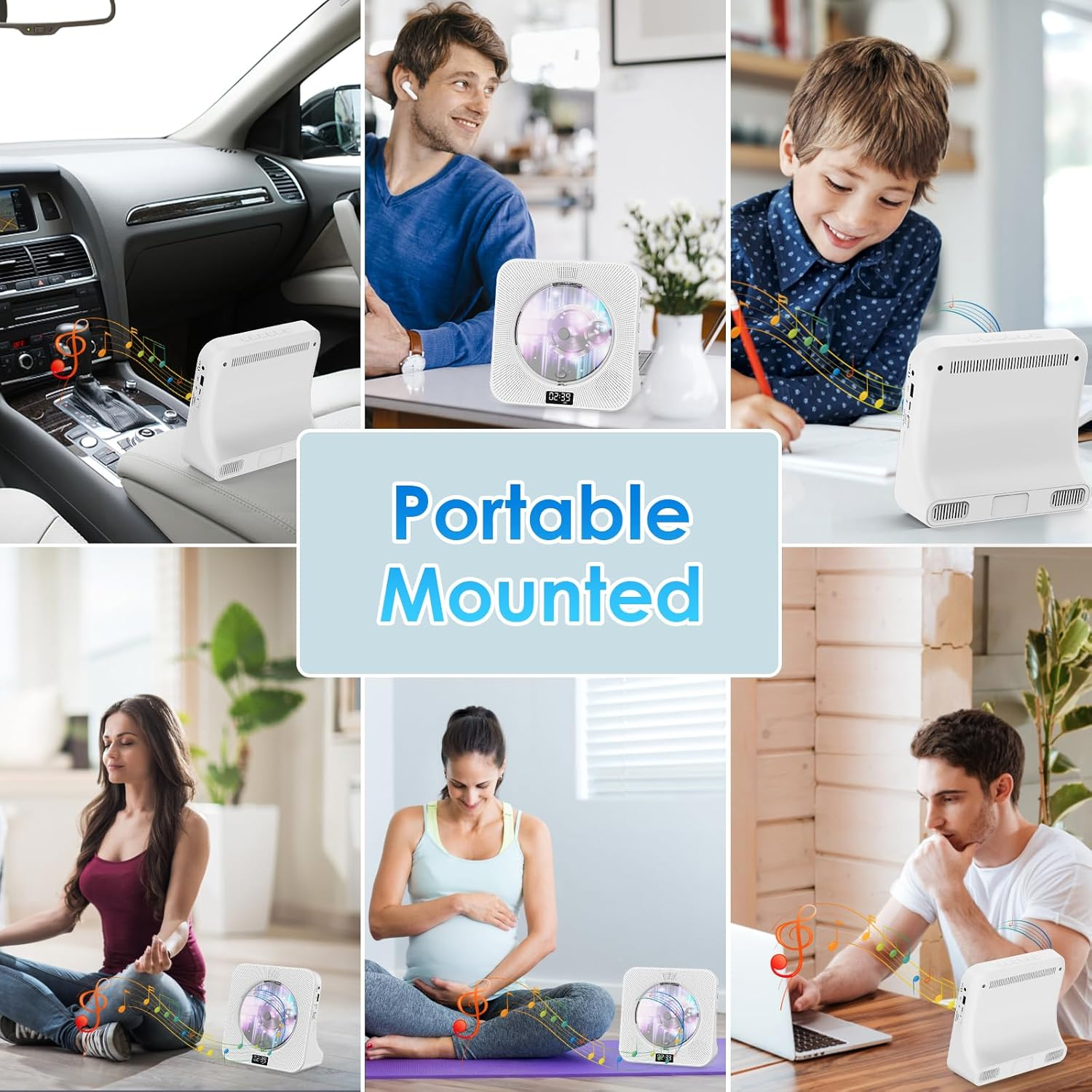 Gueray Desktop CD Player Bluetooth CD Player with Speakers for Home, Portable CD Player with AUX USB Headphone Jack FM Radio Multifunctional CD Player with Remote Control, LCD Display for Kids Gift image number 5