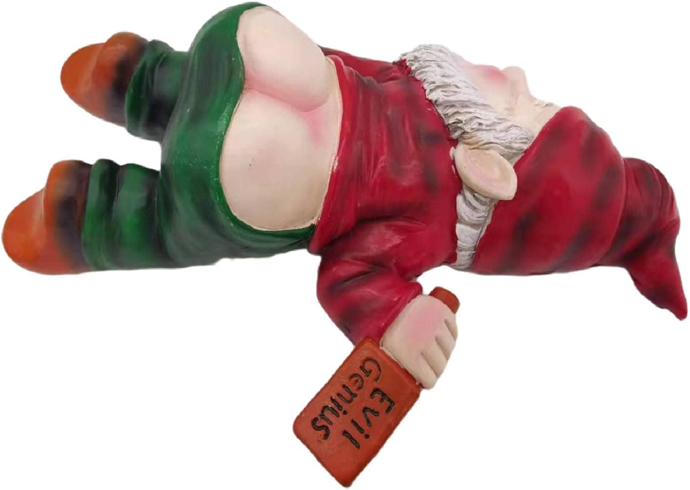MINICAR Drunken Gnomes Lying on the Ground, Funny Dwarf Sculptures Yard Lawn Decorations, Gag Gifts Home Office Garden Decor - Red image number 2