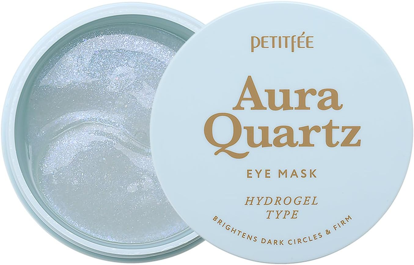 PETITFEE Aura Quartz Hydrogel Eye Mask Blue 60 Pcs (30 Pairs) - Eye Patch for Dark Circles, Brightens under Eyes, Glutathione, Ascorbic Acid, Puffy Eye Bags, Cooling, Firms Eye Area, Intense Hydration image number 1