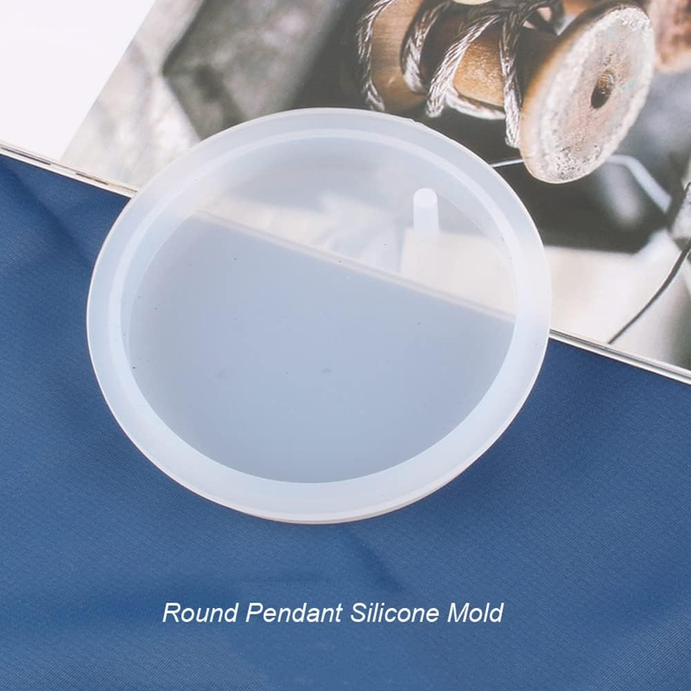 Weenkeey 6 Pcs round Keychain Silicone Moulds Epoxy Resin Mold round Shape Resin Casting Moulds for DIY Crafts Jewelry Pendant image number 1