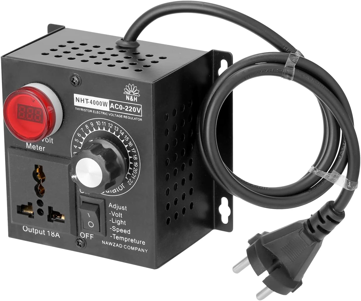 Mingzhe AC 220V 4000W Compact Variable Voltage Controller Portable Speed Temperature Light Voltage Adjuatable Dimmer image number 5