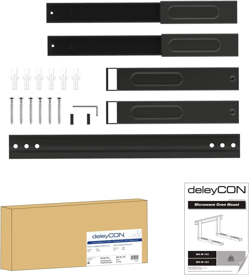 Deleycon Universal Microwave Wall Mount Microwave up to 35 Kg Extendable up to 53.5 Cm Oven Wall Mount Grill Oven Coffee Machines Black image number 5