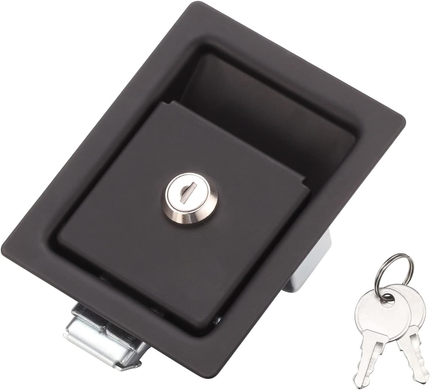 Loclink Black Truck Tool Box Latch Replacement, Flush Mount Paddle Lock Samll Size, Pull Handle Lock for Outdoor Trailer Pickup RV Storage Organizer Electrical Cabinet image number 5