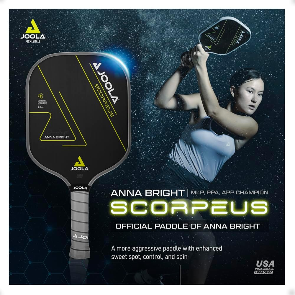 JOOLA Scorpeus Pickleball Paddle W/Charged Surface Technology for Increased Power & Feel - Fully Encased Carbon Fiber Pickleball Paddle W/Larger Sweet Spot - USAPA Approved. image number 6