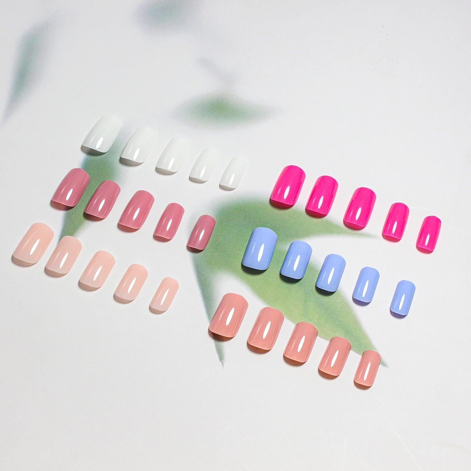 KXAMELIE Colour Medium Long Stiletto Almond Press on Nail 6 Packs Medium Press on Nails Square Shape Spring Fake Nails image number 1