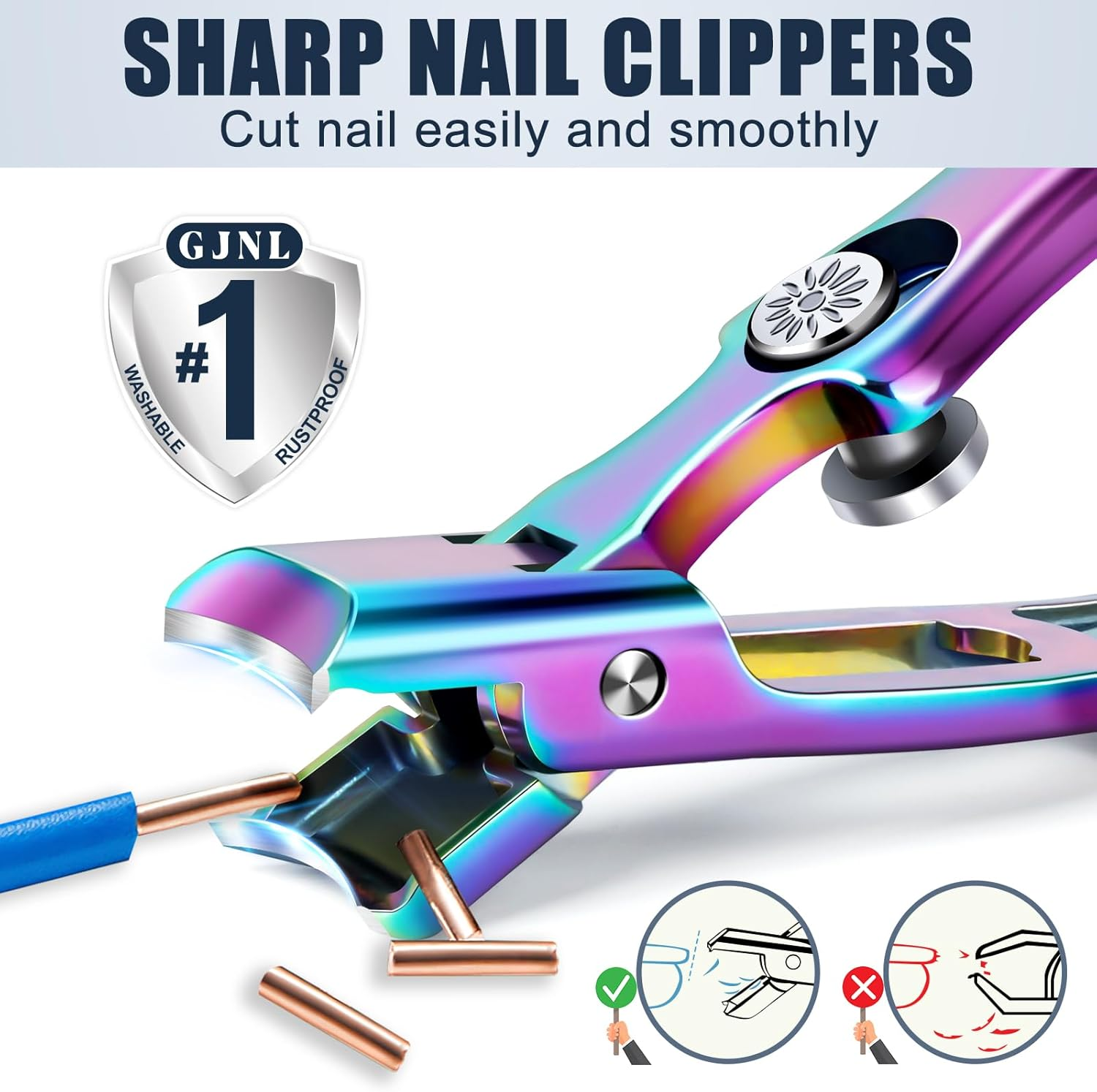 Stocking Stuffers for Men, Upgrade Colorful Wide Jaw Nail Clippers with Catcher - New Toenail Clippers for Men Seniors Thick Nail, Anti-Splash Ultra Sharp Christmas Xmas Presents Gifts for Adults image number 5